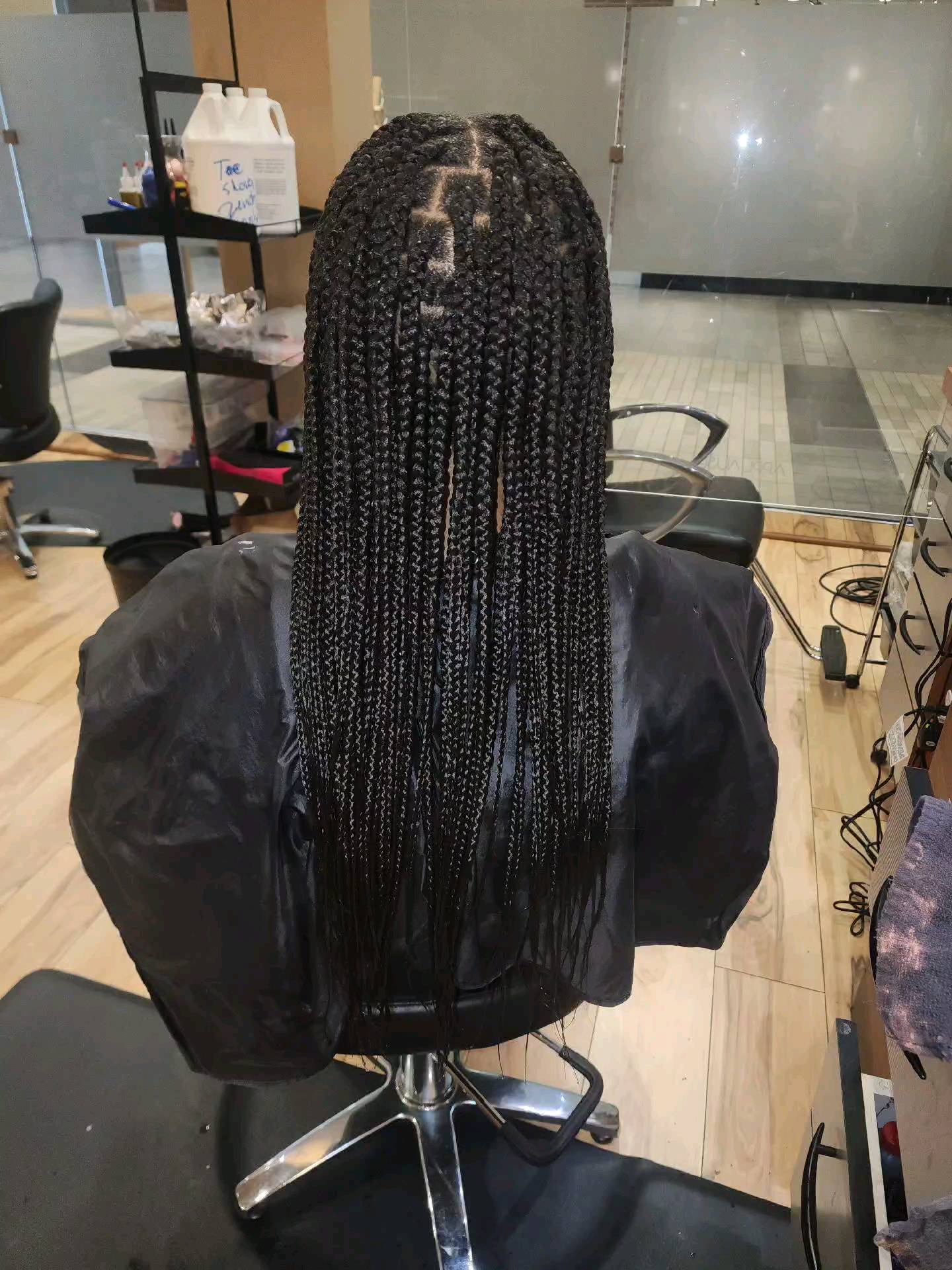 Portfolio example for Medium Knotless Braids, Regular Length (Hair Added)